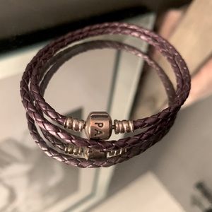 Pandora Leather Braided Bracelet in Purple